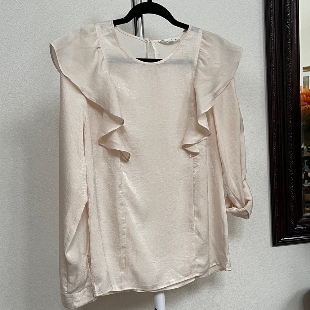 Love Tree Cream Ruffle Blouse